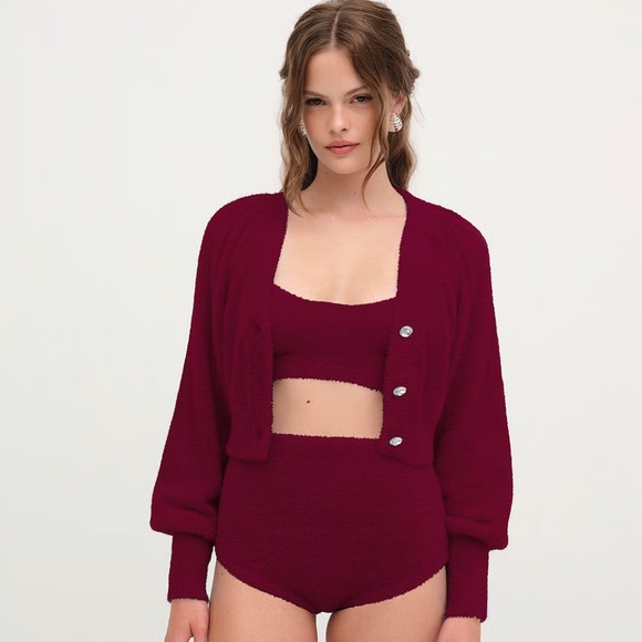 For Love & Lemons Fiona Cardigan Red XL NEW - Picture 1 of 2